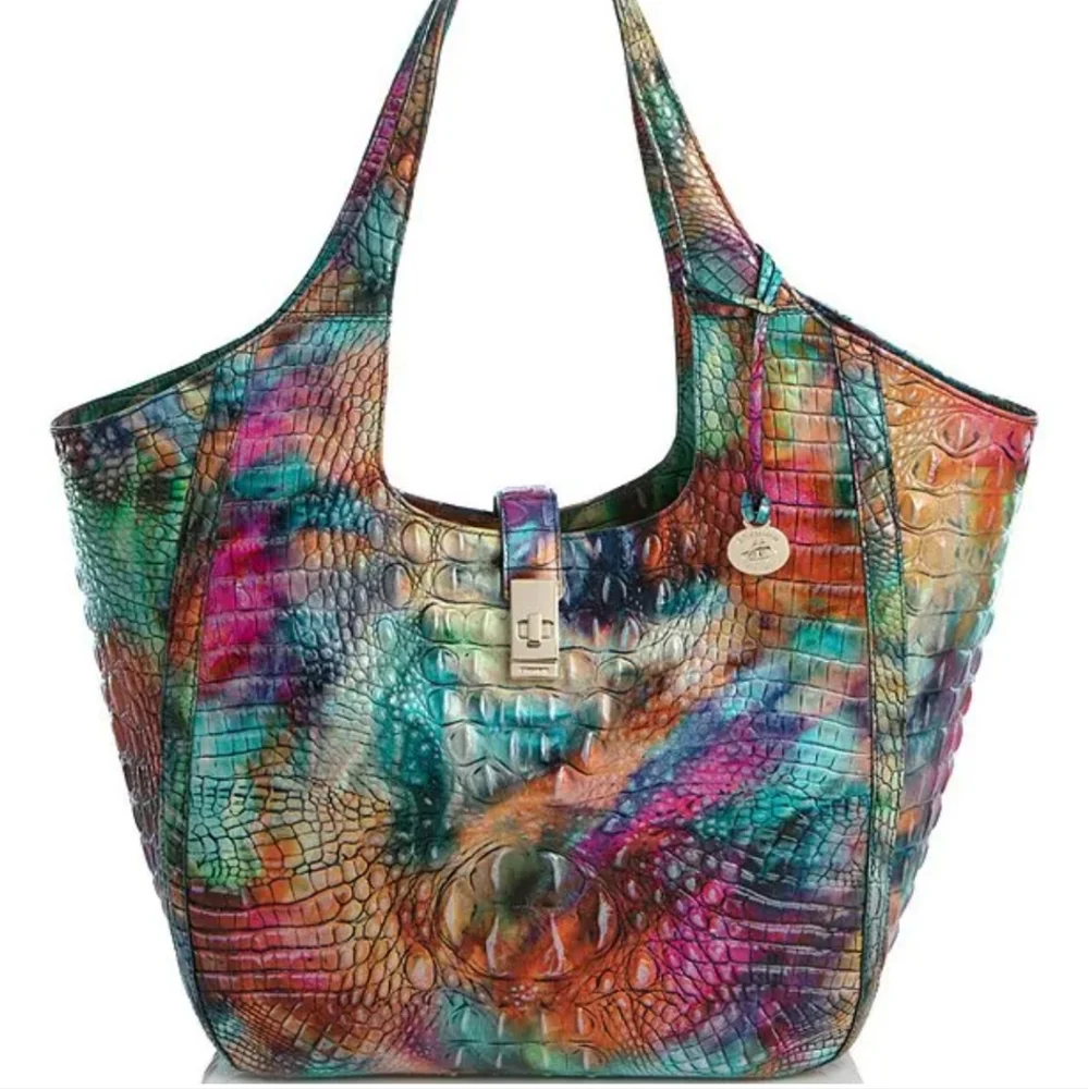 ‼️VERY RARE!‼️ 🎒 BRAHMIN Awestruck CARLA Crocodile-Embossed Leather Tote Bag 🎒